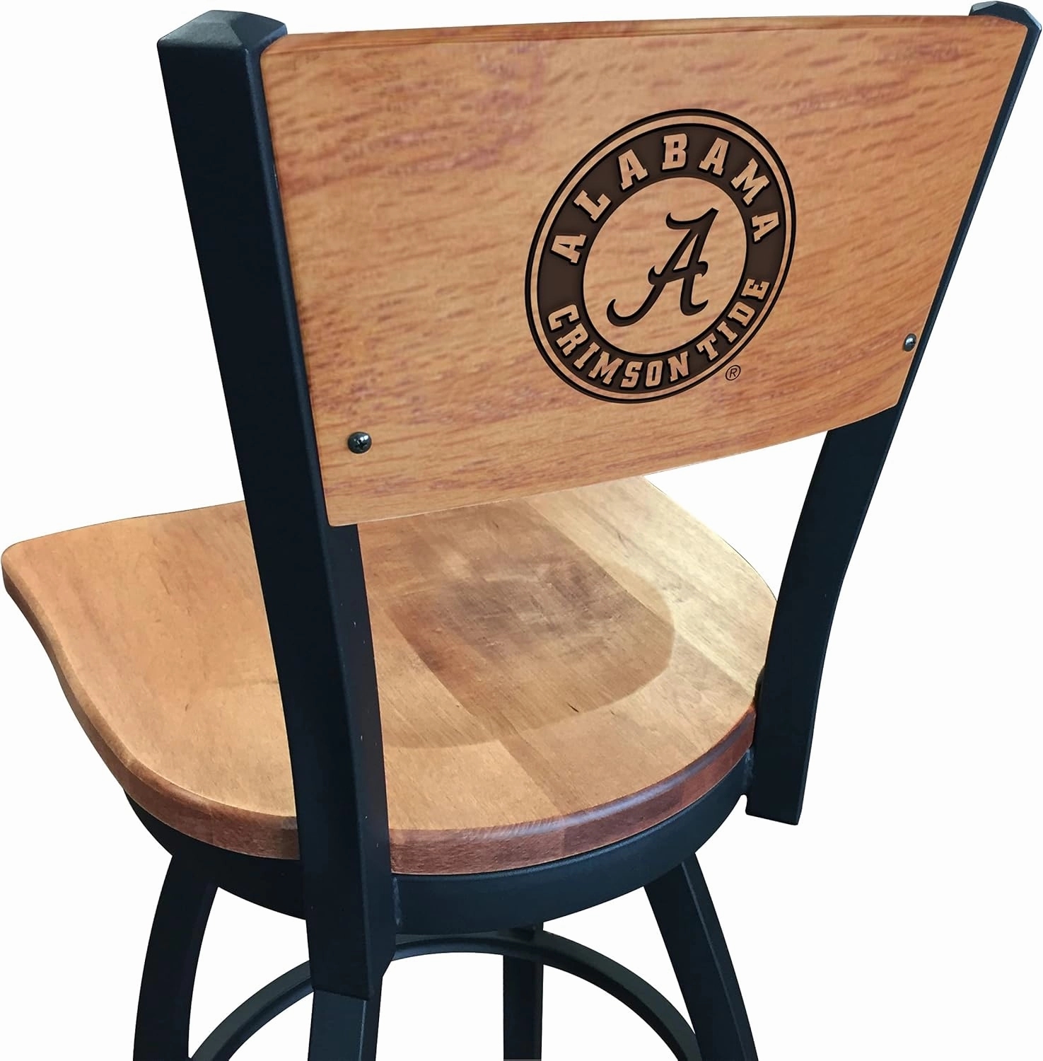 Holland Bar Stool Co. L038-30" Black Wrinkle Alabama Swivel Bar Stool with Laser Engraved Back by The
