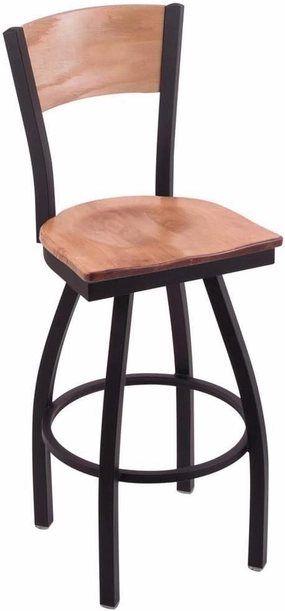 Holland Bar Stool Co. L038-30" Black Wrinkle New Mexico Swivel Bar Stool with Laser Engraved Back by The