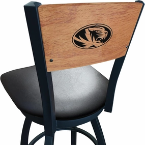 Holland Bar Stool Co. L038-36" Black Wrinkle Missouri Swivel Bar Stool with Laser Engraved Back by The