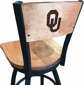 Holland Bar Stool Co. L038-36" Black Wrinkle Oklahoma Swivel Bar Stool with Laser Engraved Back by The