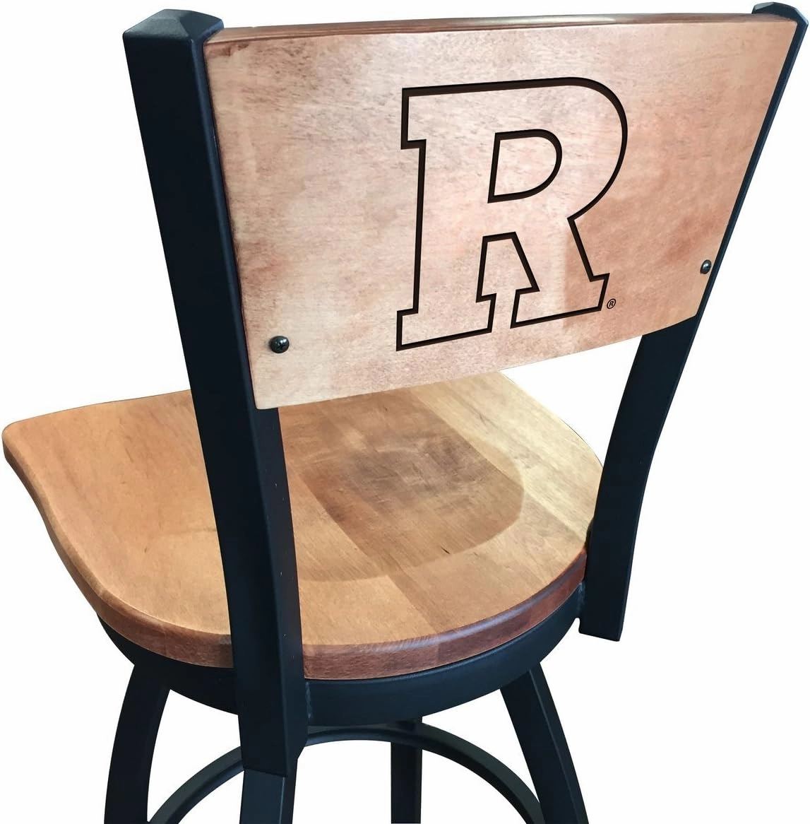 Holland Bar Stool Co. L038-36" Black Wrinkle Rutgers Swivel Bar Stool with Laser Engraved Back by The