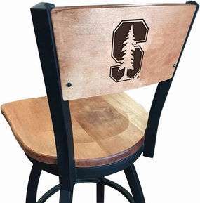 Holland Bar Stool Co. L038-36" Black Wrinkle Stanford Swivel Bar Stool with Laser Engraved Back by The