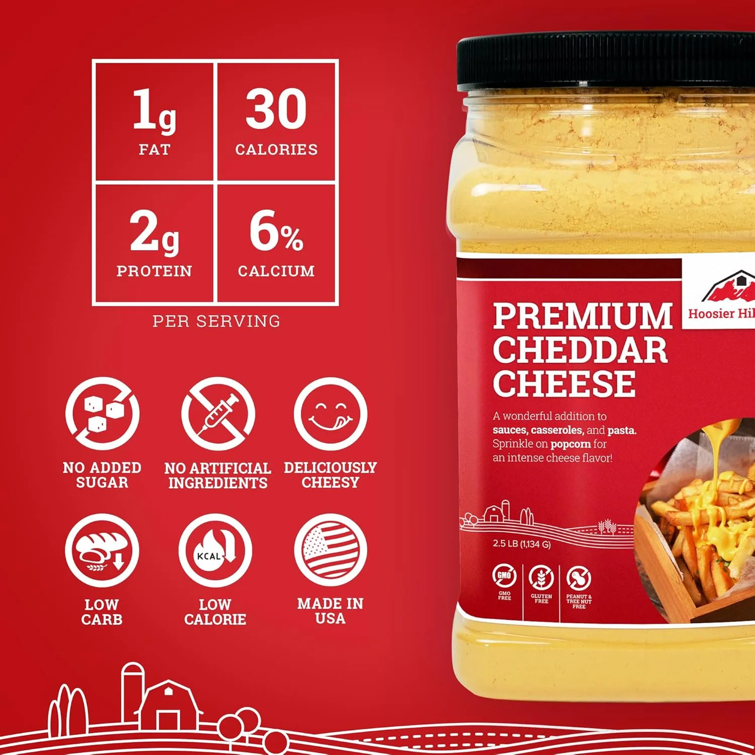 Hoosier Hill Farm Premium Cheddar Cheese Powder, 2.5LB (Pack of 1)