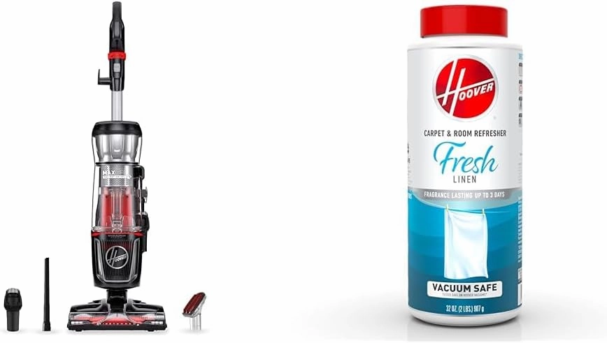 Hoover MaxLife Pro Pet Swivel Bagless Upright Vacuum Cleaner for Carpet & Hard Floors, Perfect for Pets, UH74220PC   32 oz Carpet & Room Refresher Carpet Powder, Fresh Linen Scent, AH31210