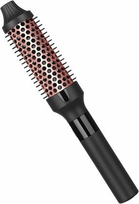 hopopower 1.25/1.5 Inch Curling Iron Brush Ceramic Double PTC Heated Round Hair Curling Comb, Tourmaline Ionic Hot Hair Curler Thermal Brush Blowout Dual Voltage for Traveling (1.25inch)