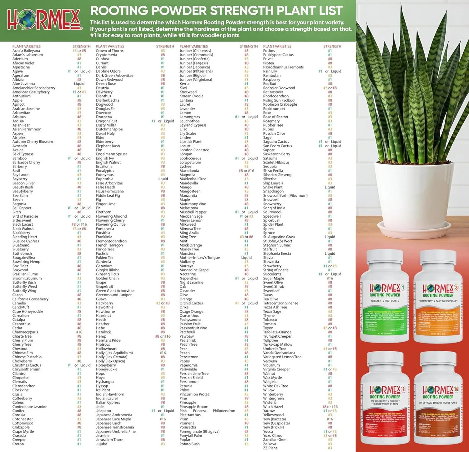 Hormex Rooting Powder #8 (0.80 IBA) - Rooting Hormone for Semi-Hardwood Houseplants, Medicinal and Tree Cuttings - Plant Root Stimulator for Cloning - Strong Roots for Maximum Propagation Success