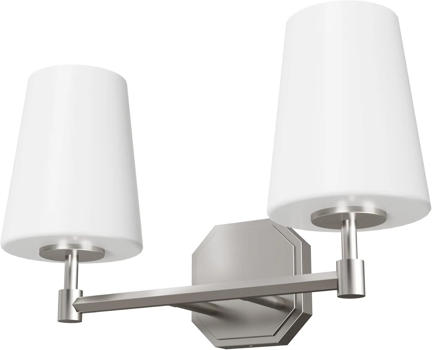 Hunter - Nolita 2-light Brushed Nickel, Medium Size Vanity Light, Dimmable, Modern Style, for Bedrooms, Kitchens, Foyers, Bathrooms - 19879