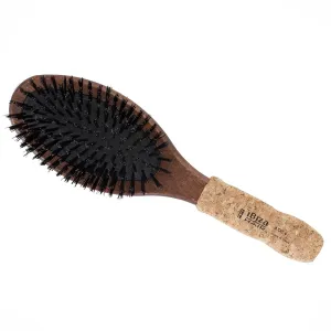 Ibiza Hair Oval Boar Flat Brush (OC Series) | Reinforced Boar & Nylon Bristles with Cork Handle | Creates Shiny Looks | Ideal for Short to Long Styles | Use Before or After Blowouts | Heat Resistant