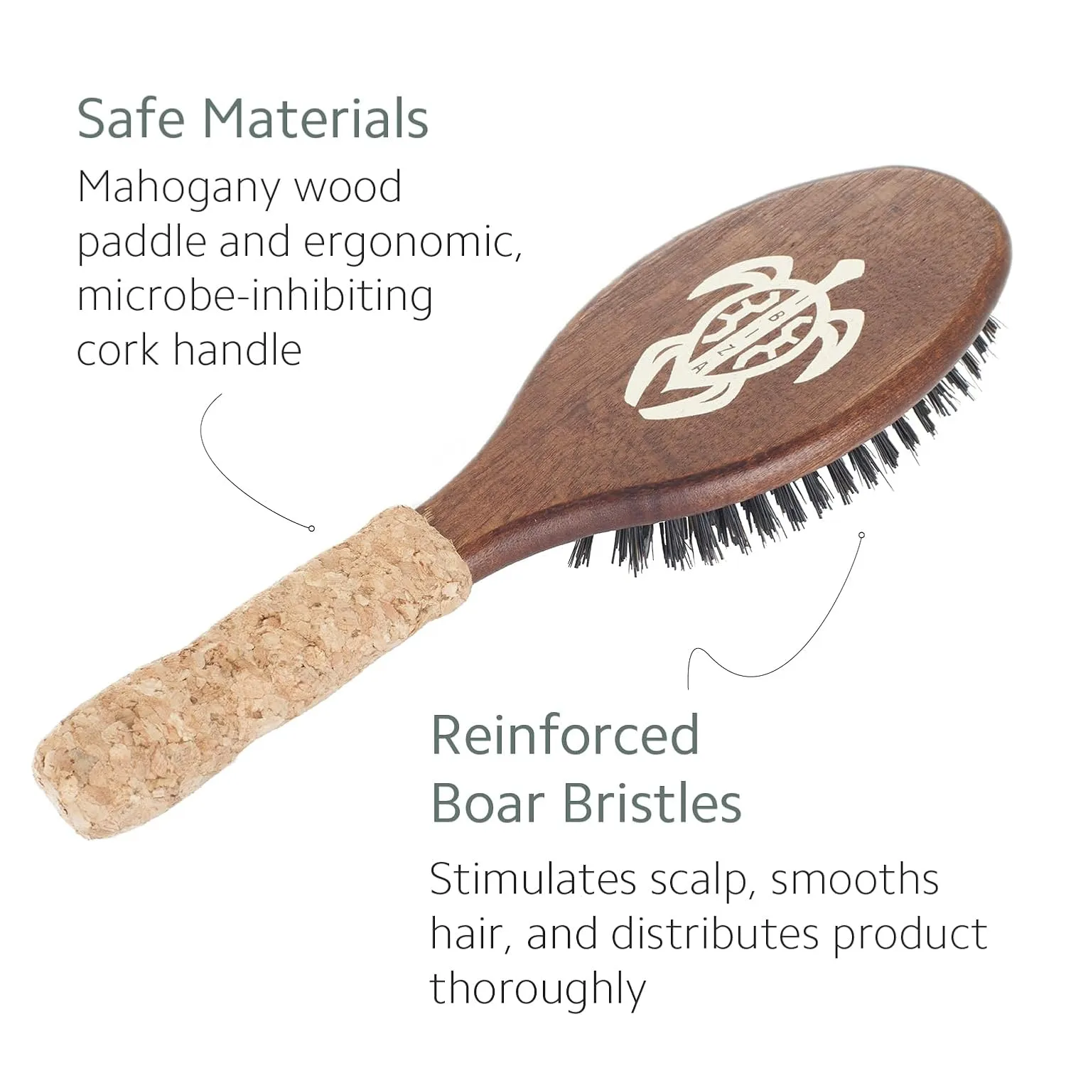Ibiza Hair Oval Boar Flat Brush (OC Series) | Reinforced Boar & Nylon Bristles with Cork Handle | Creates Shiny Looks | Ideal for Short to Long Styles | Use Before or After Blowouts | Heat Resistant