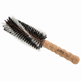 Ibiza Hair Boar Bristle Round Brush (G Series) | Hybrid Swirled Boar & Carbon Fiber Nylon Bristles with Cork Handle | Adds Shine & Texture for Medium to Long Styles