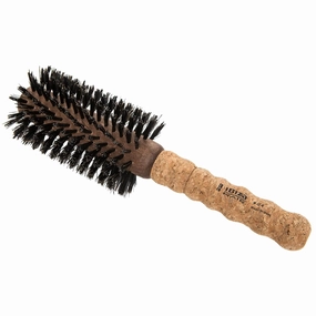 Ibiza Hair Boar Bristle Round Brush (G Series) | Hybrid Swirled Boar & Carbon Fiber Nylon Bristles with Cork Handle | Adds Shine & Texture for Medium to Long Styles