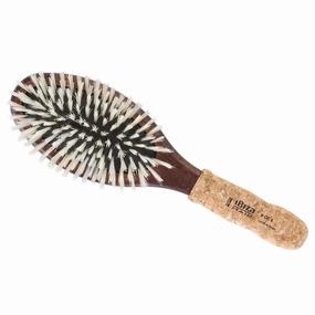 Ibiza Hair Oval Boar Flat Brush (OC Series) | Reinforced Boar & Nylon Bristles with Cork Handle | Creates Shiny Looks | Ideal for Short to Long Styles | Use Before or After Blowouts | Heat Resistant