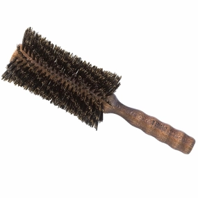 Ibiza Hair Professional Boar Hair Round Brush (H Series) Hybrid Uniform or Swirled Boar/Nylon Bristles & Hardwood Handle, Create Beachy Waves & Curls, For Course or Frizzy Hair, Add Texture & Shine