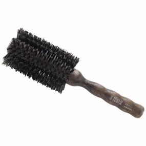 Ibiza Hair Professional Boar Hair Round Brush (H Series) Hybrid Uniform or Swirled Boar/Nylon Bristles & Hardwood Handle, Create Beachy Waves & Curls, For Course or Frizzy Hair, Add Texture & Shine