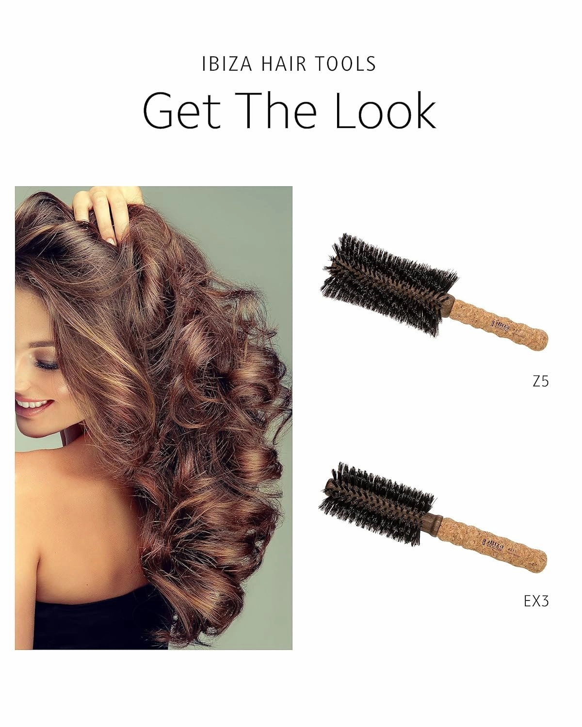 Ibiza Hair Round Boar Bristle Brush (EX Series) | Lightweight with Reinforced Bristles & Cork Handle | Adds Shine & Texture | Ideal for Medium to Long Styles
