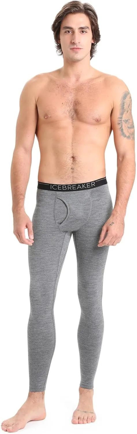 Icebreaker Merino Men's 200 Oasis Cold Weather Leggings with Fly, Wool Base Layer Thermal Pants