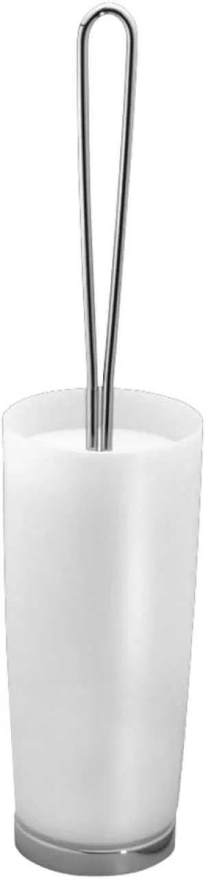 iDesign 59400 Aria BPA-Free Plastic Toilet Bowl Brush and Holder Set - 4" x 4" x 16.5", Clear/Chrome