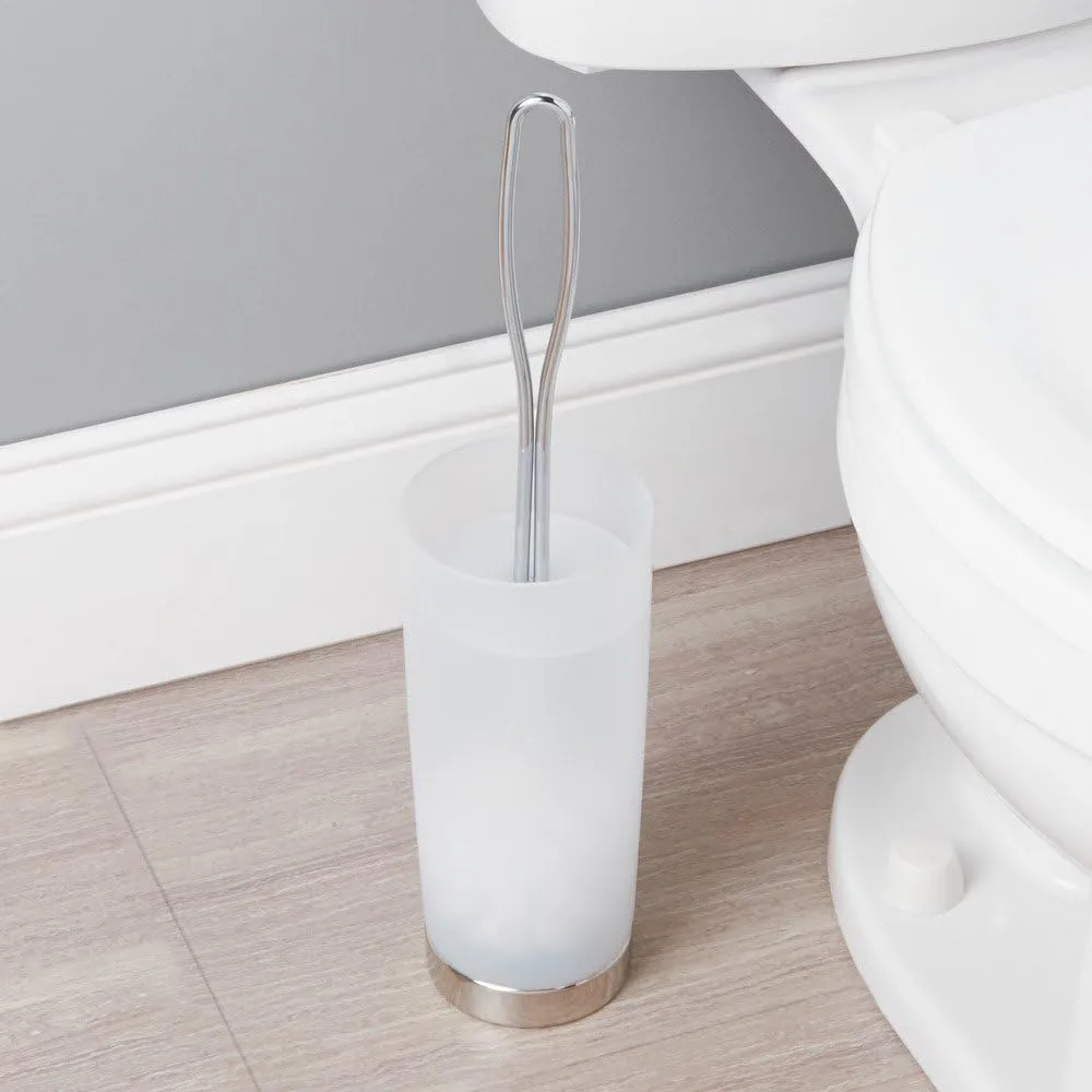 iDesign 59400 Aria BPA-Free Plastic Toilet Bowl Brush and Holder Set - 4" x 4" x 16.5", Clear/Chrome