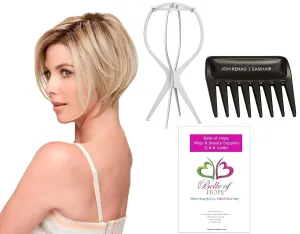 Ignite Lace Front HD Wigby Jon Renau 4PC Bundle with Plastic Wig Stand, Wide Tooth Comb and 19 Belle of Hope Page Q and A Guide (FS24/102S12)
