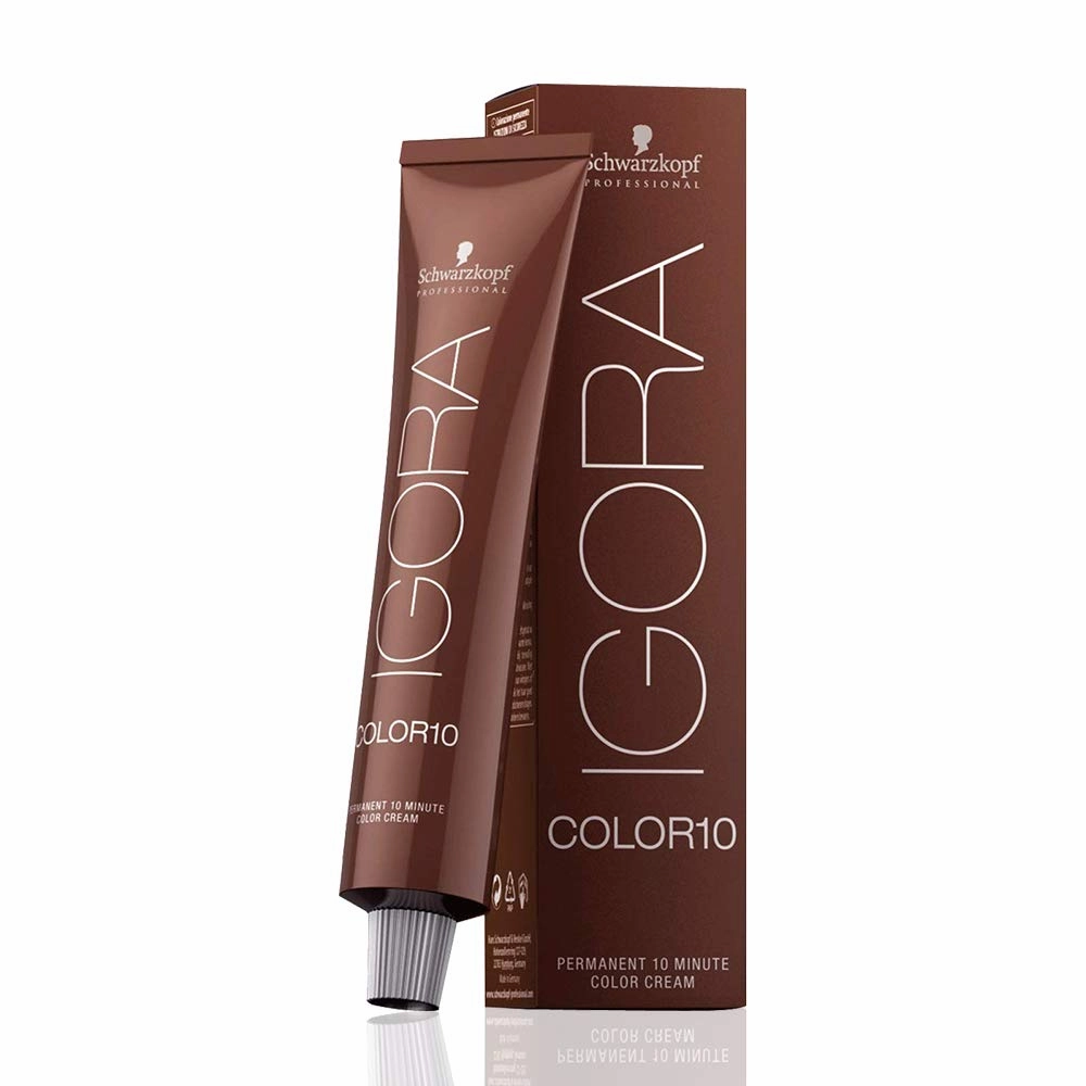 Igora Color 10 8-4 Light Blonde Beige Permanent 10 Minute Hair Color Cream and M Hair Designs Tint Brush (Bundle 2 items)