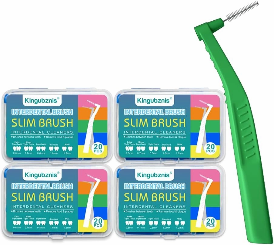 Interdental Brush,Angle Dental Brush Cleaner Toothpick Flossing Head Tooth Cleaning Tool with Portable Case for Tooth Cleaning (Tight Teeth) (Tight Teeth) (Tight Teeth) (Green)
