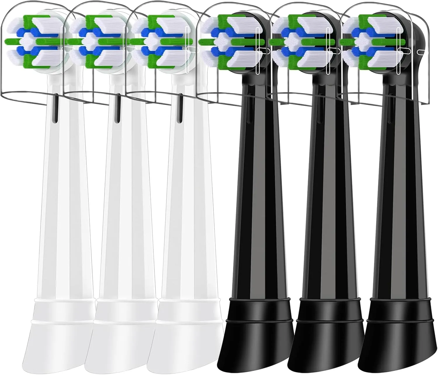 IO Replacement Heads Compatible with Oral B iO, for Oral B iO 2/3/4/5/6/7/8/9/10 Series Toothbrushes, Medium Bristles, Soft Yet Effective, 3 Black   3 White