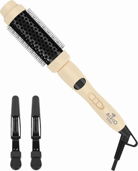 Ionic Thermal Brush for Blowout Styling, 1.5 Inch Ceramic Heated Round Brush Makes Hair Shiny & Smooth, Hot Curling Iron for Natural and Voluminous Curls, Easy to Use, Dual Voltage