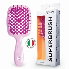 Janeke Superbrush Detangling Brush for Soft Smoothing Hair Brushing with Anti-Static Bristles - Vented Wet Hair Brush for Blow Drying Use - Perfect for Curly, Thick, Wavy, Fine Hair Types (Lilac-Fux)