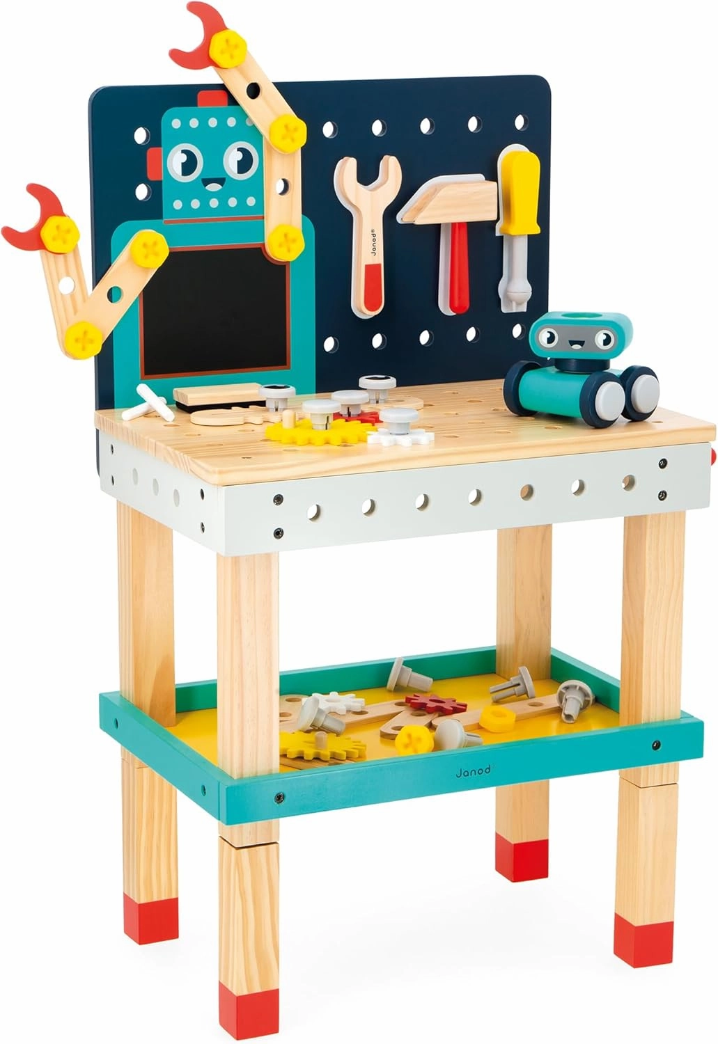 Janod - Brico'Kids Large Robot Workbench - Building Game Child - 51 Building Elements   3 Tools   1 Robot - Role Play - Promotes Fine Motor Skills - From 36 Months, J06457