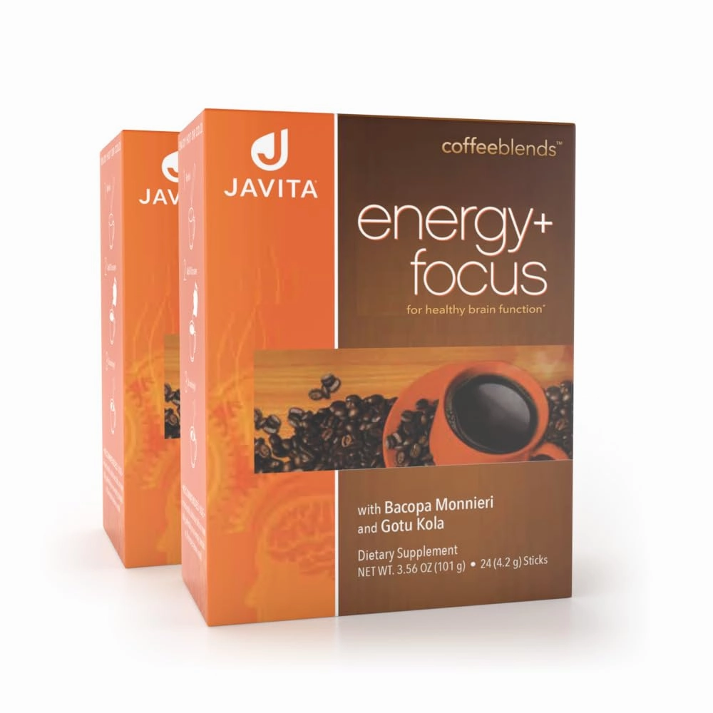 Javita Energy   Focus Coffee- South American medium roast Coffee w/Bacopa, Gotu Kola, for Clarity, Energy, Focus, Travel sticks (2 box/48 ct)