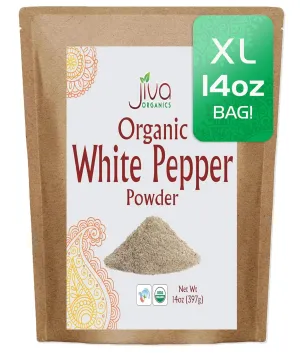 Jiva Organics Organic White Pepper Powder 14 Oz Bulk Bag - Non-GMO, Pure, Finely Ground