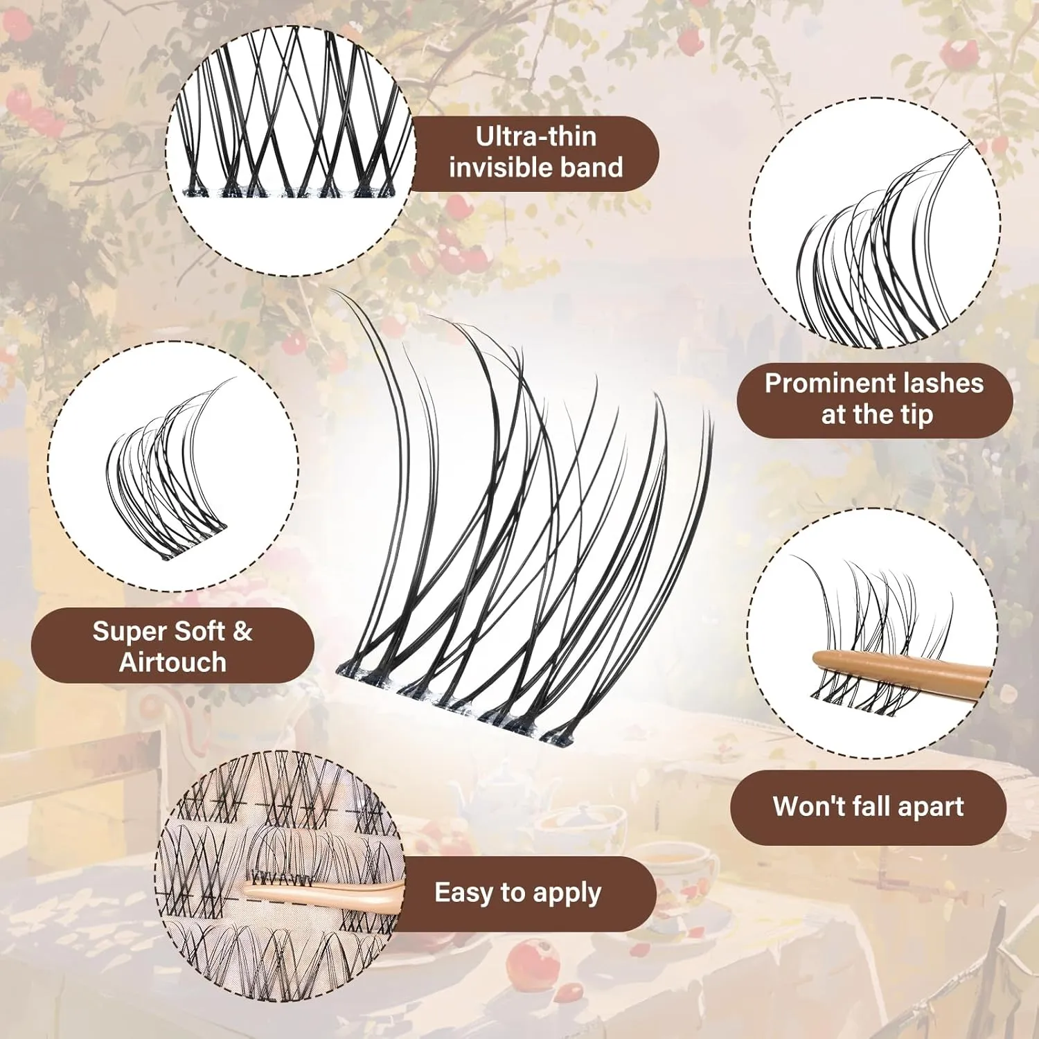 JMS&JMS Lash Clusters Kit 120 pcs Natural Cluster Lashes Invisible Band with Lash Bond and Seal Eyelash Applictor Lash Remover Eyelash Brush Lash Extension Kit for Beginner (Flora-8-18mix)