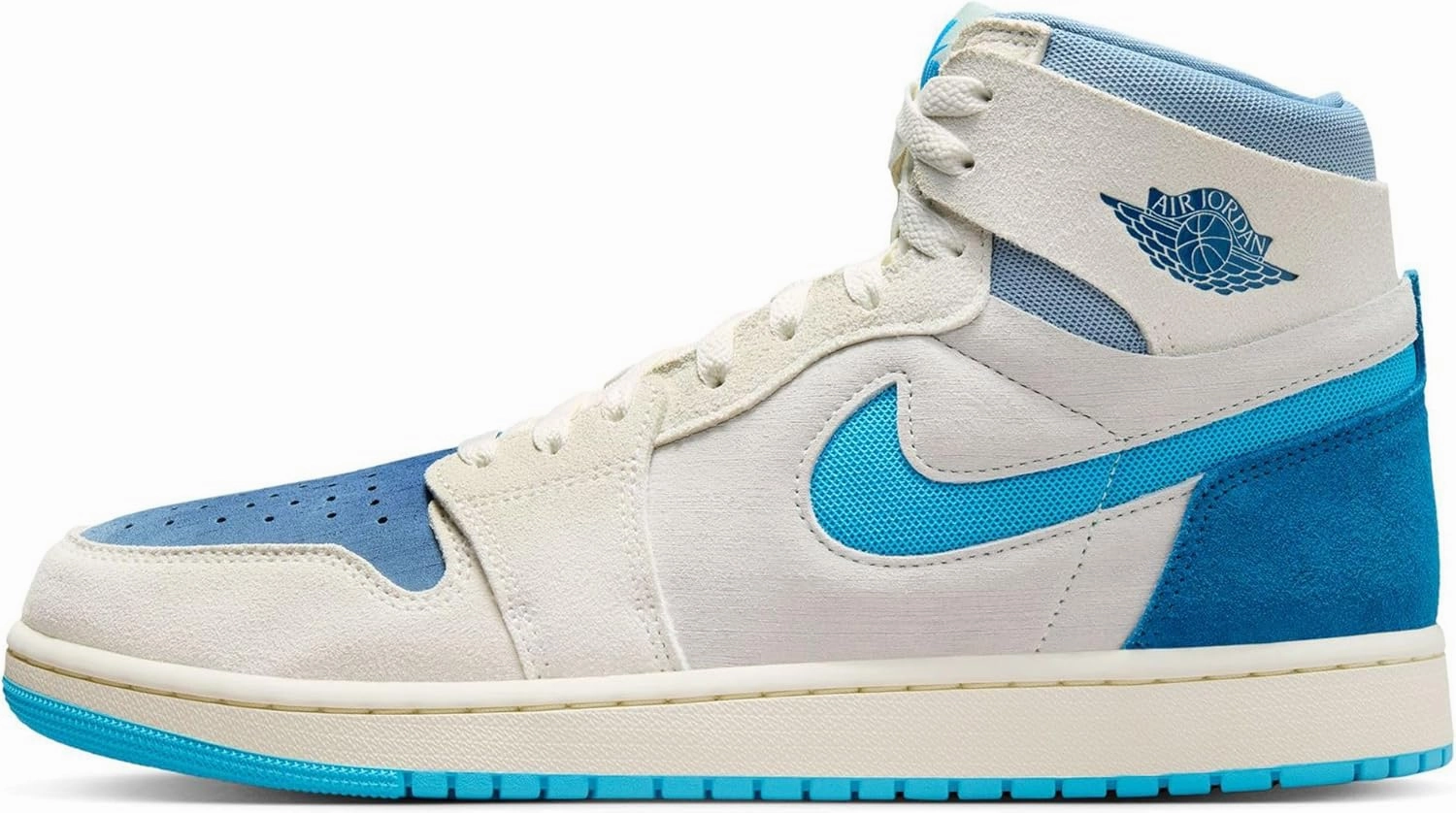 Jordan Men's 1 High Zoom Air CMFT 2 Sail/DK Powder Blue-Blue Grey (DV1307 104) (Sail/DK Powder Blue-Blue Grey, US Footwear Size System, Adult, Men, Numeric, Medium, 12.5)