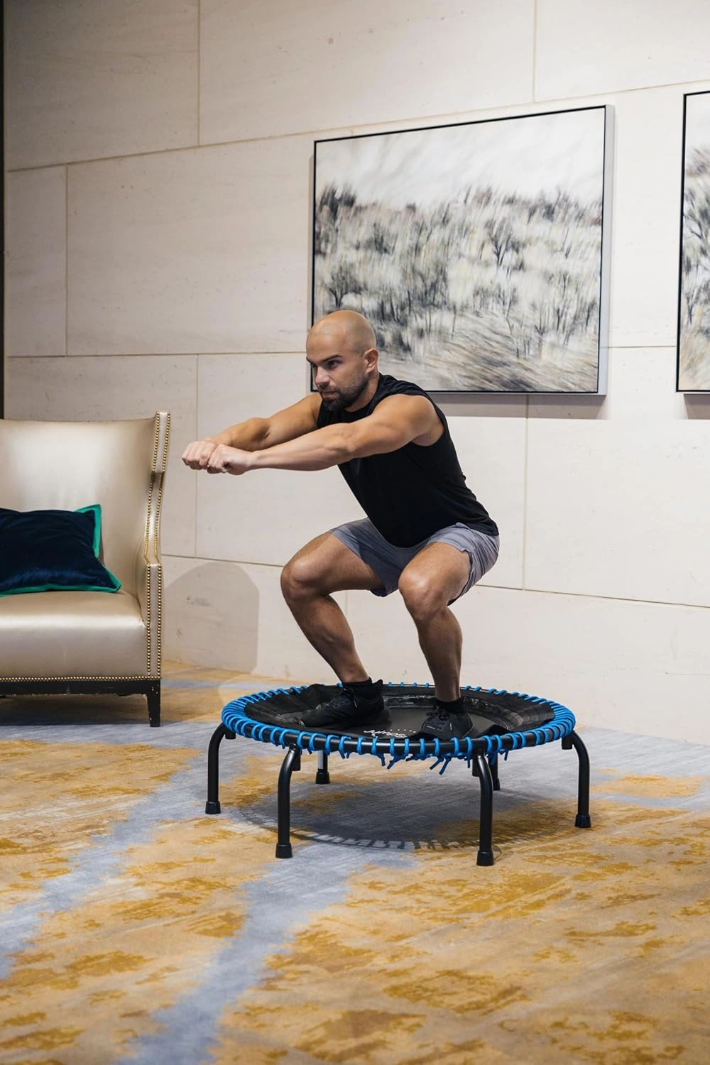 JumpSport 350 PRO Indoor Heavy Duty Fitness Trampoline, 39-inch | 36 Premium EnduroLast 4 Elastic Cords | Customized Bounce with 7 Settings | 300 lb Wt. Rating | 60-Day Free Trial to 350  Videos