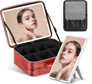 JUSRON Travel Makeup Bag (Red, Medium)
