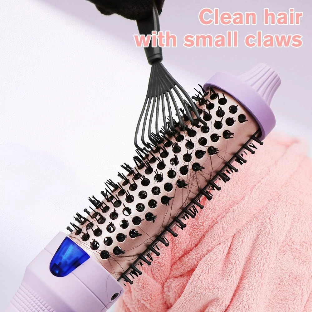 K&K 1.25 Inch Ceramic Tourmaline Ionic Heated Round Brush Curling Brush Creates Blowout Look -Creates Root Volume & Loose Curls Volume Curls Dual Voltage Hair Styling Tool (Purple, 1.25 Inch)
