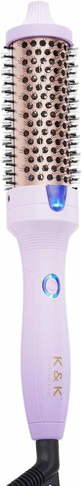 K&K 1.25 Inch Ceramic Tourmaline Ionic Heated Round Brush Curling Brush Creates Blowout Look -Creates Root Volume & Loose Curls Volume Curls Dual Voltage Hair Styling Tool (Purple, 1.25 Inch)