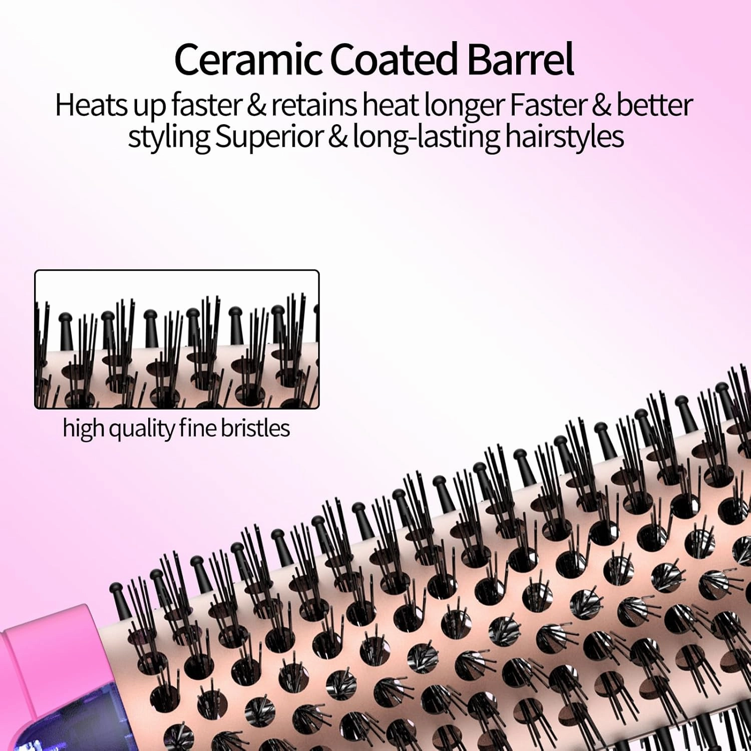 K&K 1.5 Inch Ceramic Tourmaline Ionic Curling Iron (Rose Red, 1.5 Inch) - Thermal Brush Heated Curling Brush, Dual Voltage, Volumizer, NON-DAMAGING 350 DEGREE HEAT