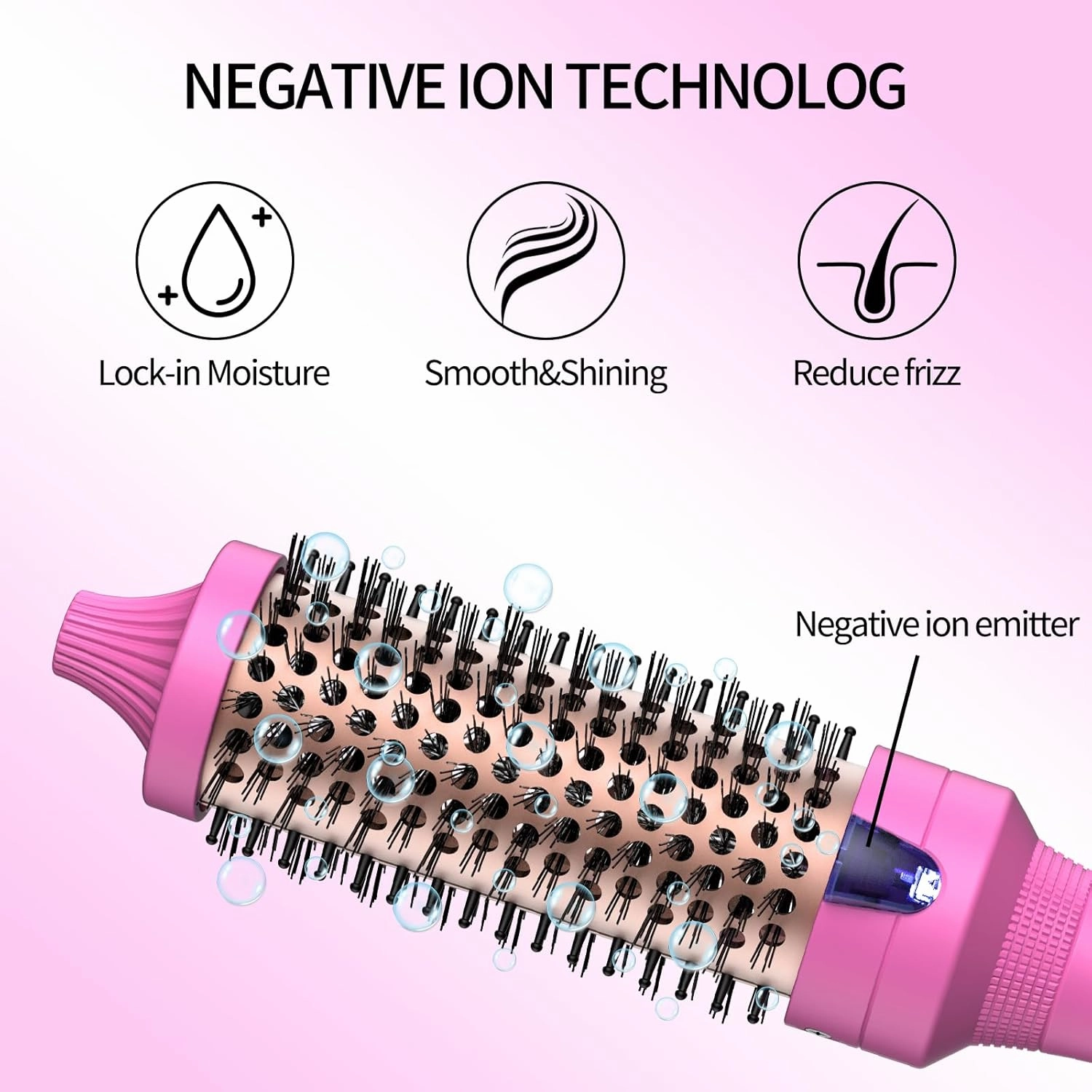 K&K 1.5 Inch Ceramic Tourmaline Ionic Curling Iron (Rose Red, 1.5 Inch) - Thermal Brush Heated Curling Brush, Dual Voltage, Volumizer, NON-DAMAGING 350 DEGREE HEAT