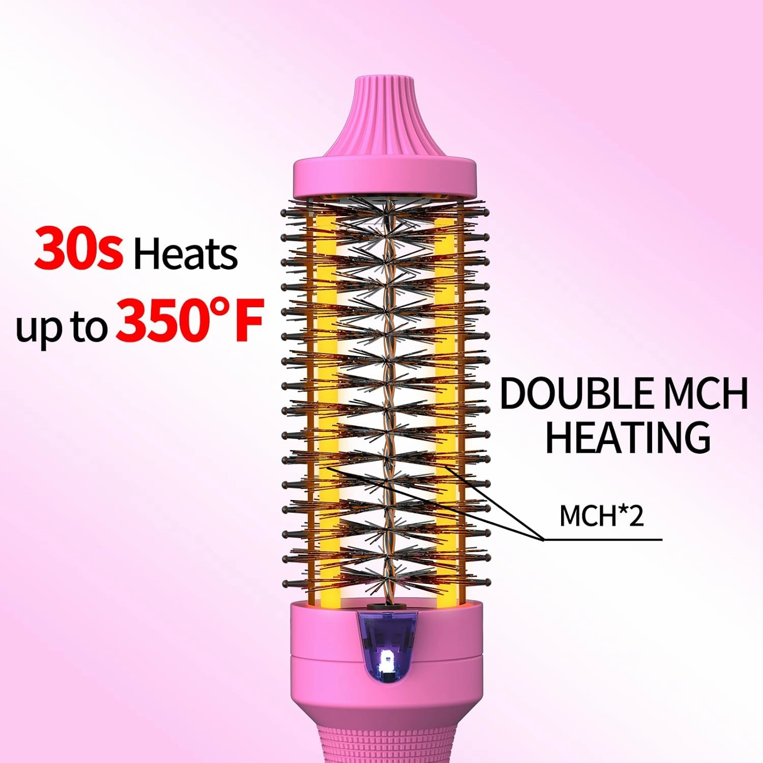 K&K 1.5 Inch Ceramic Tourmaline Ionic Curling Iron (Rose Red, 1.5 Inch) - Thermal Brush Heated Curling Brush, Dual Voltage, Volumizer, NON-DAMAGING 350 DEGREE HEAT