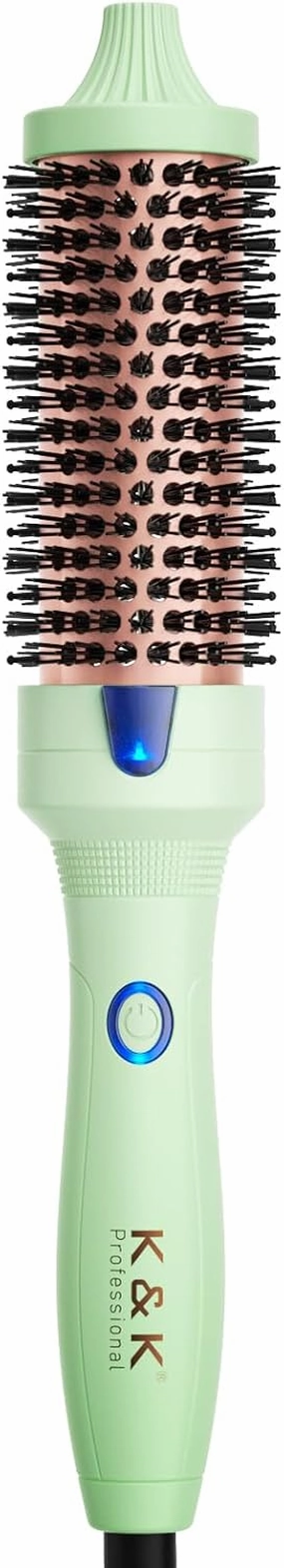 K&K Pro Thermal Brush, 1 1/2 Inch Ionic Heated Round Brush for Blowout Look, Tourmaline Ceramic Hot Bristle Get Natural Curls, Creates Salon-Quality Blowouts, Dual Voltage for Travel