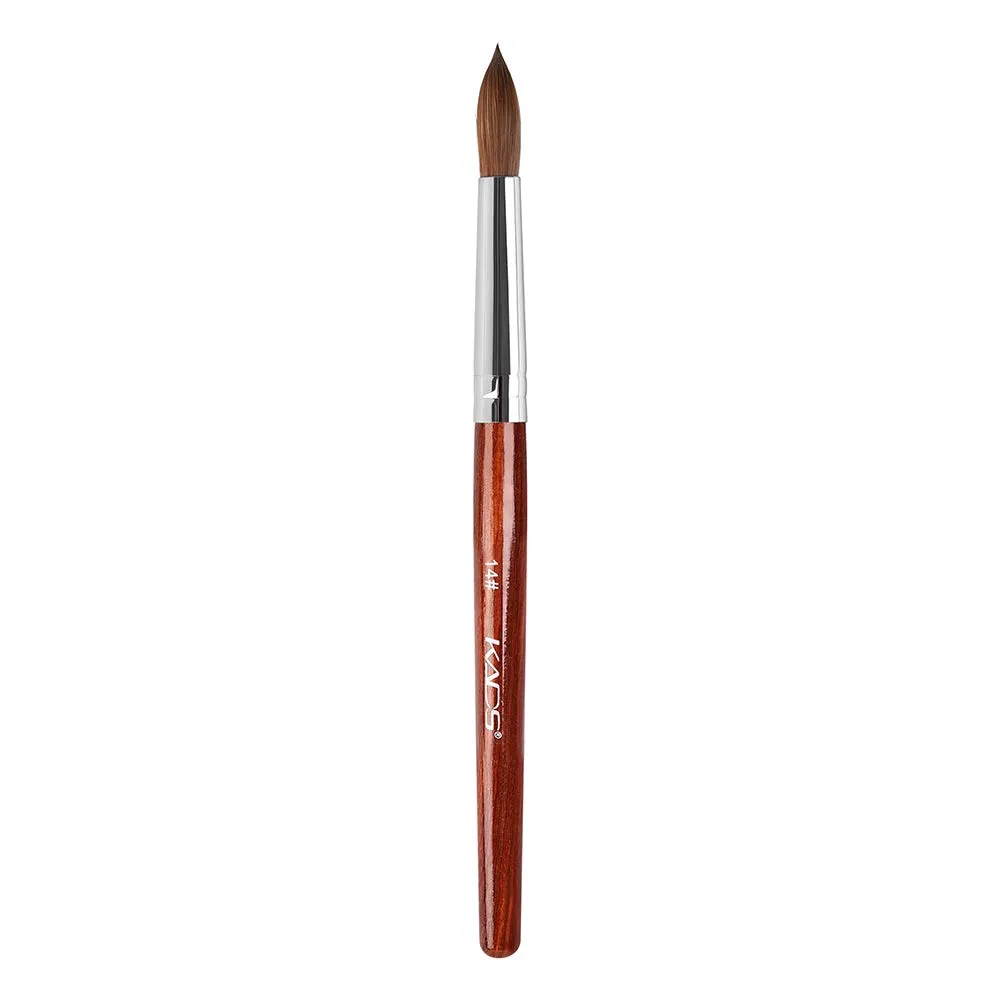 KADS 100% Kolinsky Sable Acrylic Nail Art Brush Red Wood Pen Nail Brush Size 12# 14# 16# 18# 20# Nail Art Manicure Tool Set (size14)