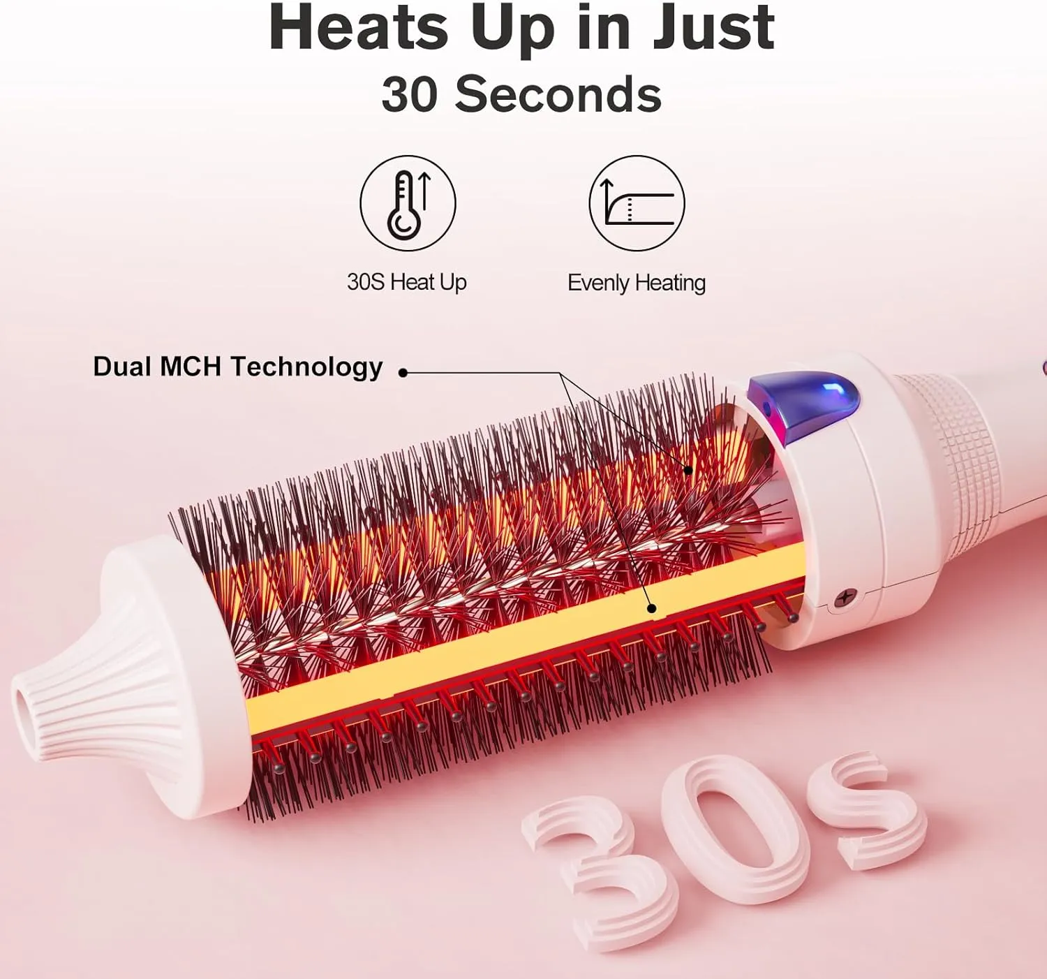 K&K 1.25 Inch Tourmaline Ionic Hot Brush Hair Curler for Loose & Volume Curls, Long Hair Heated Styler, Dual Voltage