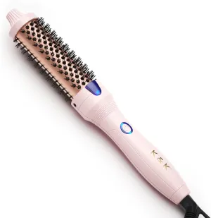 K&K 1.25 Inch Tourmaline Ionic Hot Brush Hair Curler for Loose & Volume Curls, Long Hair Heated Styler, Dual Voltage