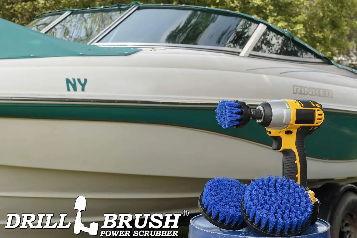 Kayak - Canoe - Yacht - Raft - Drill Brush - Boat Accessories - Fiberglass - Hull Cleaner - Cleaning Supplies - Pond Scum, Oil Residue, Weeds, Barnacles, Oxidation - Spin Brush Kit