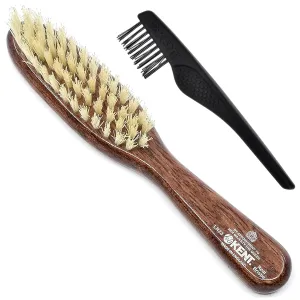 Kent LR23 Finest Ladies Narrow Style, Danta Wood, Pure White Bristle Hair Brush - Short to Medium Length Hair, Handbag Sized