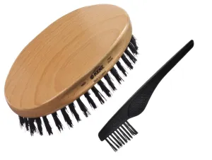 Kent MG2 Boar Bristle Hair Brush for Men, Military Brush with Natural Boar Bristles for Mens Grooming for Fine Hair, 360 Wave Brush Travel Hair Brush