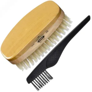 Kent MS23D Finest Men's Military Style Hair Brush - Satin and Beechwood Travel Size Base, Soft Pure White Natural Boar Bristle Ideal for Fine or Thinning Hair and Sensitive Scalps