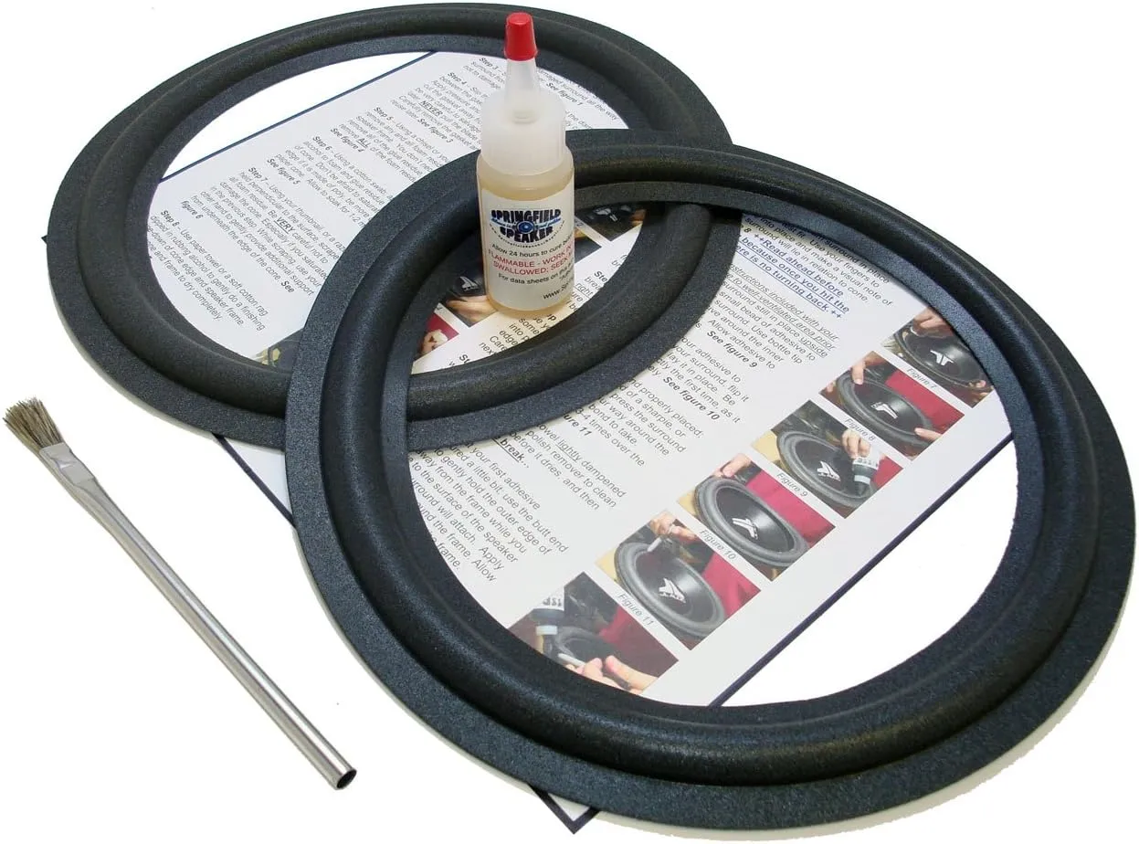 Kenwood 10" Speaker Foam Surround Edge Repair Kit - 2 Speaker Kit - Compatible with Kenwood JL-767, JL-830, KFC-W210, KFC-HQW250, KFC-WF252, KSC-9901, KL-44, LS-1800, LS-1900, LS-405, Many More