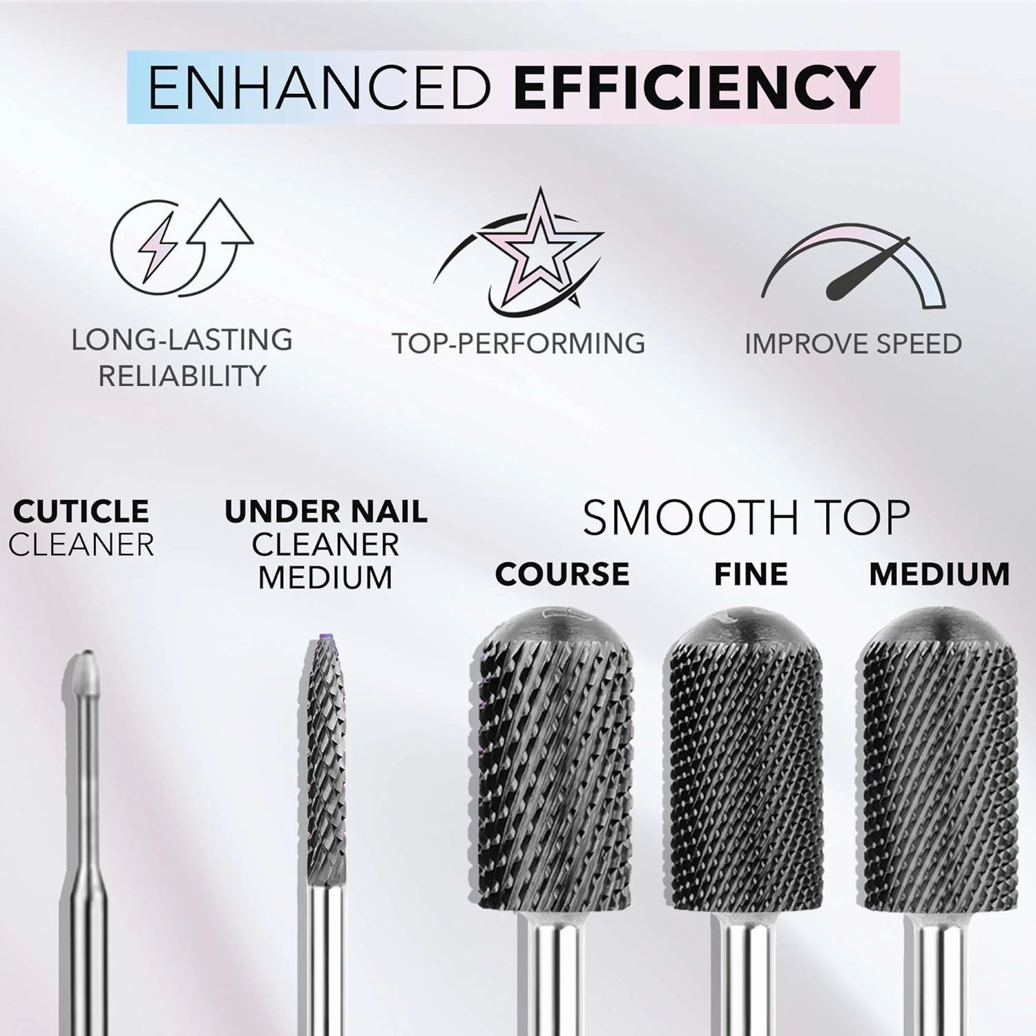Kiara Sky Typhoon Medium Drill Bit | Carbide Bit used for removing gel, dip powder, and Acrylic | BLACK